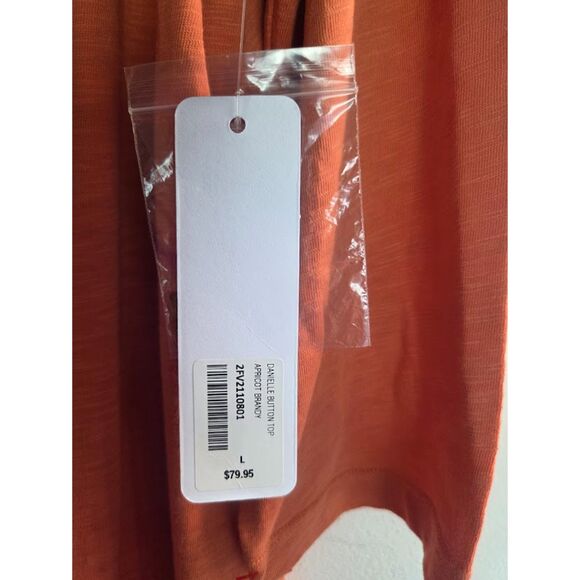 NWT Soft Surroundings "Danielle" Apricot Brown Button Down 100% Cotton Top Large - Picture 6 of 8